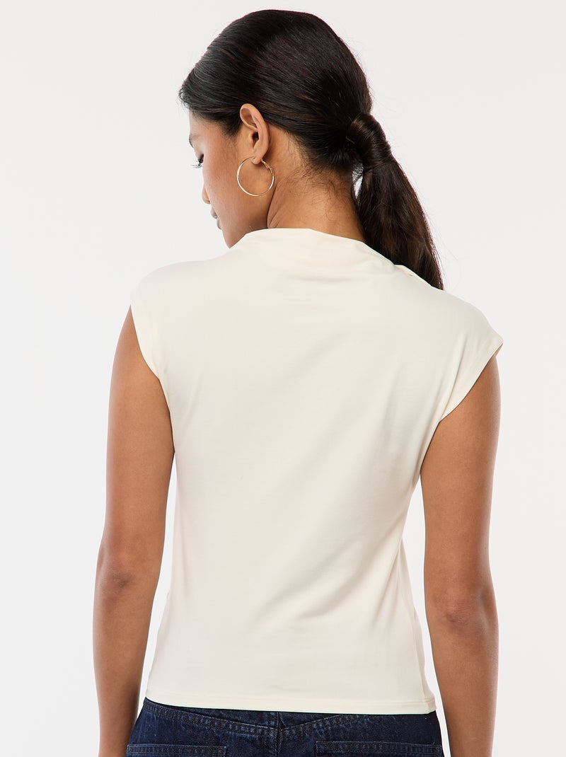 Top sin mangas con cuello alto Blanco - Kiabi