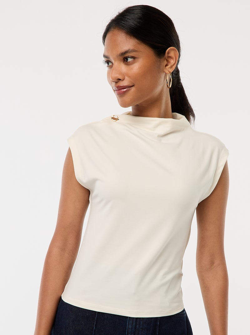 Top sin mangas con cuello alto Blanco - Kiabi