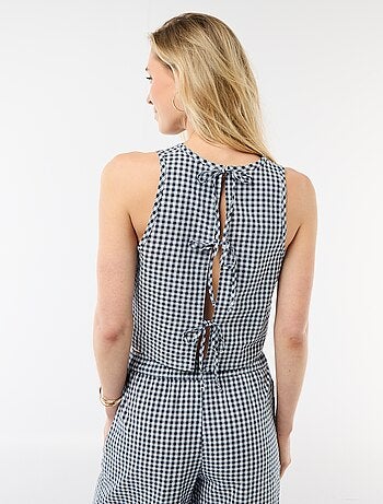 Top sin mangas con estampado Vichy