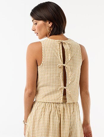 Top sin mangas con estampado Vichy