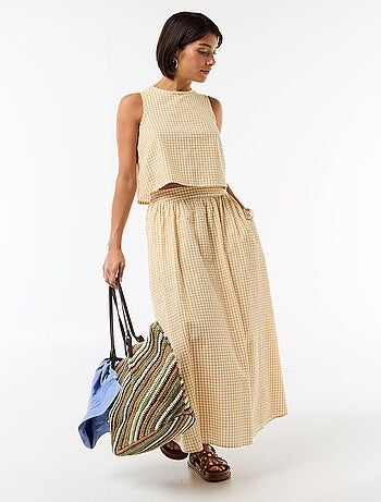 Top sin mangas con estampado Vichy