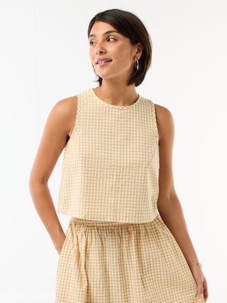 Top sin mangas con estampado Vichy