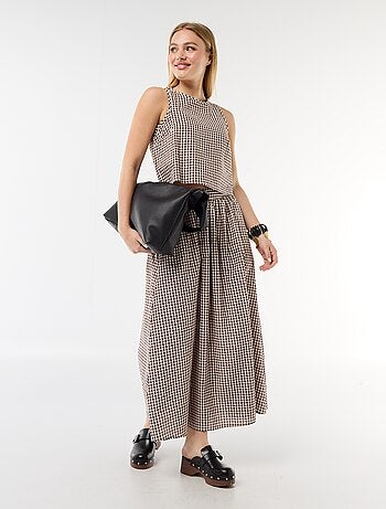 Top sin mangas con estampado Vichy