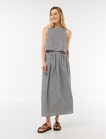 Top sin mangas con estampado Vichy