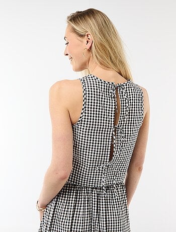 Top sin mangas con estampado Vichy