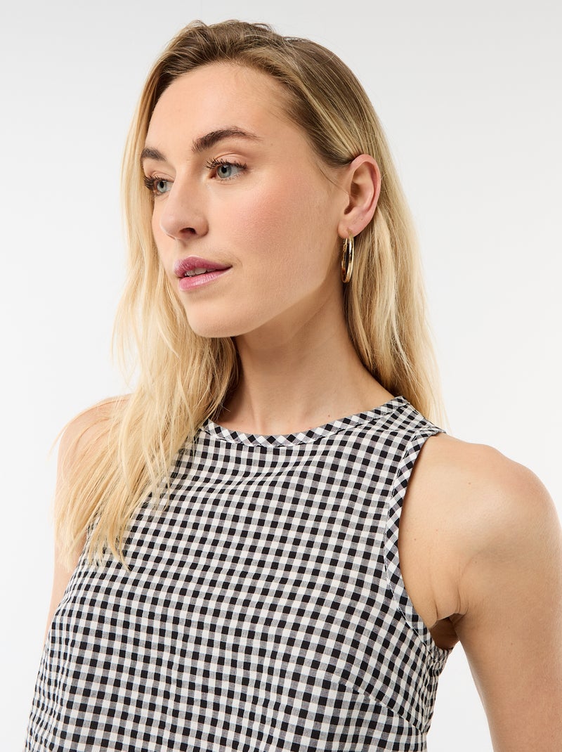 Top sin mangas con estampado vichy Negro - Kiabi