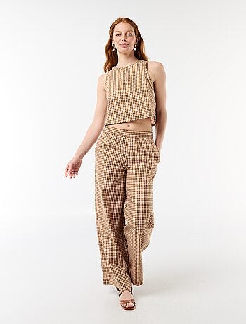 Top sin mangas con estampado Vichy