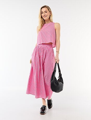 Top sin mangas con estampado Vichy