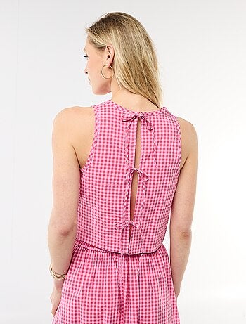 Top sin mangas con estampado Vichy