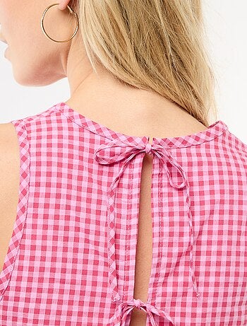 Top sin mangas con estampado vichy