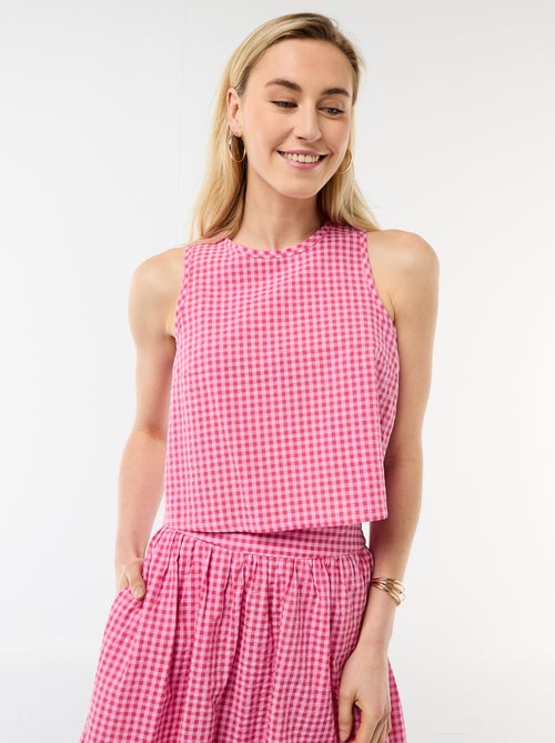 Top sin mangas con estampado Vichy - Kiabi