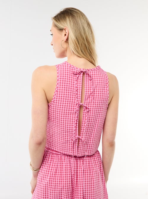 Top sin mangas con estampado Vichy - Kiabi