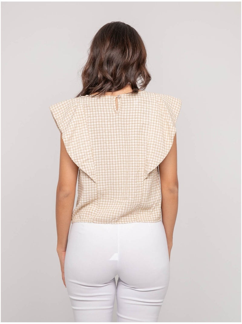 Top sin mangas con motivo FOMELIE Beige - Kiabi