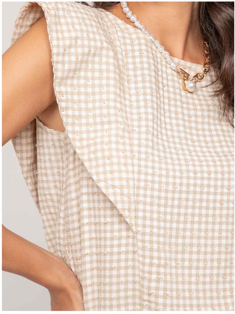 Top sin mangas con motivo FOMELIE Beige - Kiabi