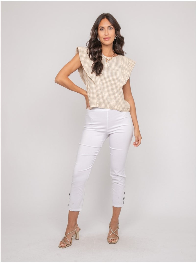 Top sin mangas con motivo FOMELIE Beige - Kiabi