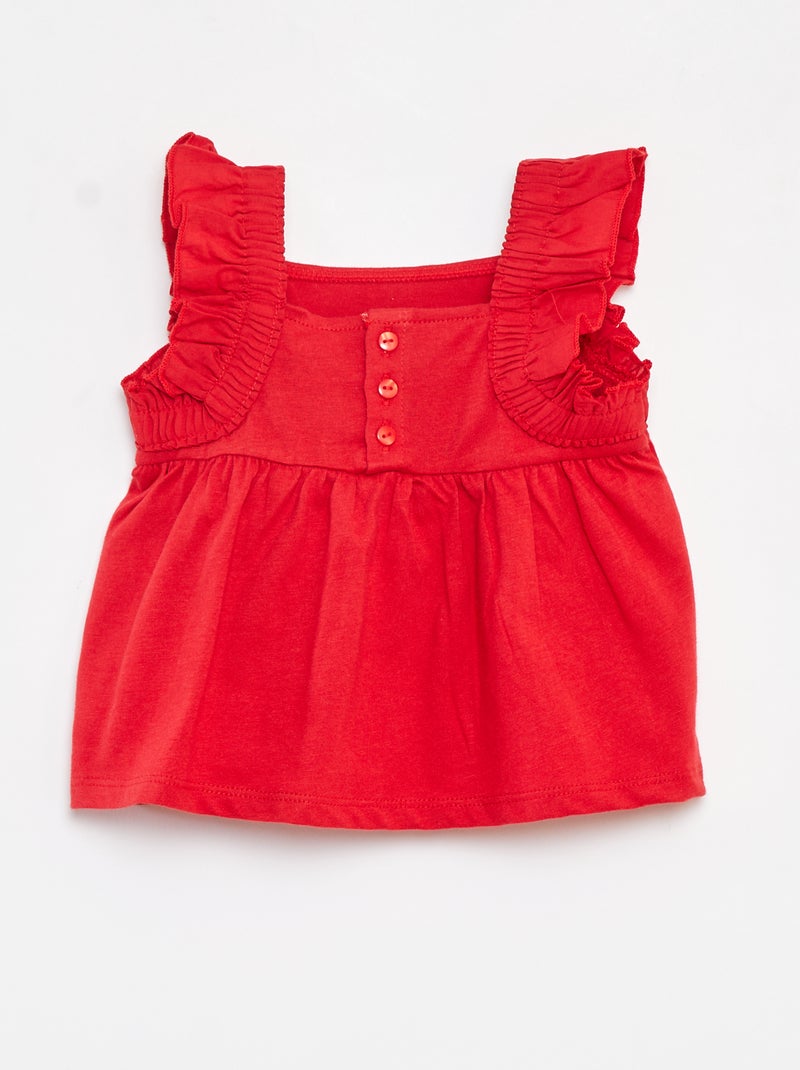 Top sin mangas con volantes ROJO - Kiabi