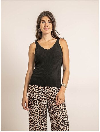 Top sin mangas côtelé lurex FUJIA