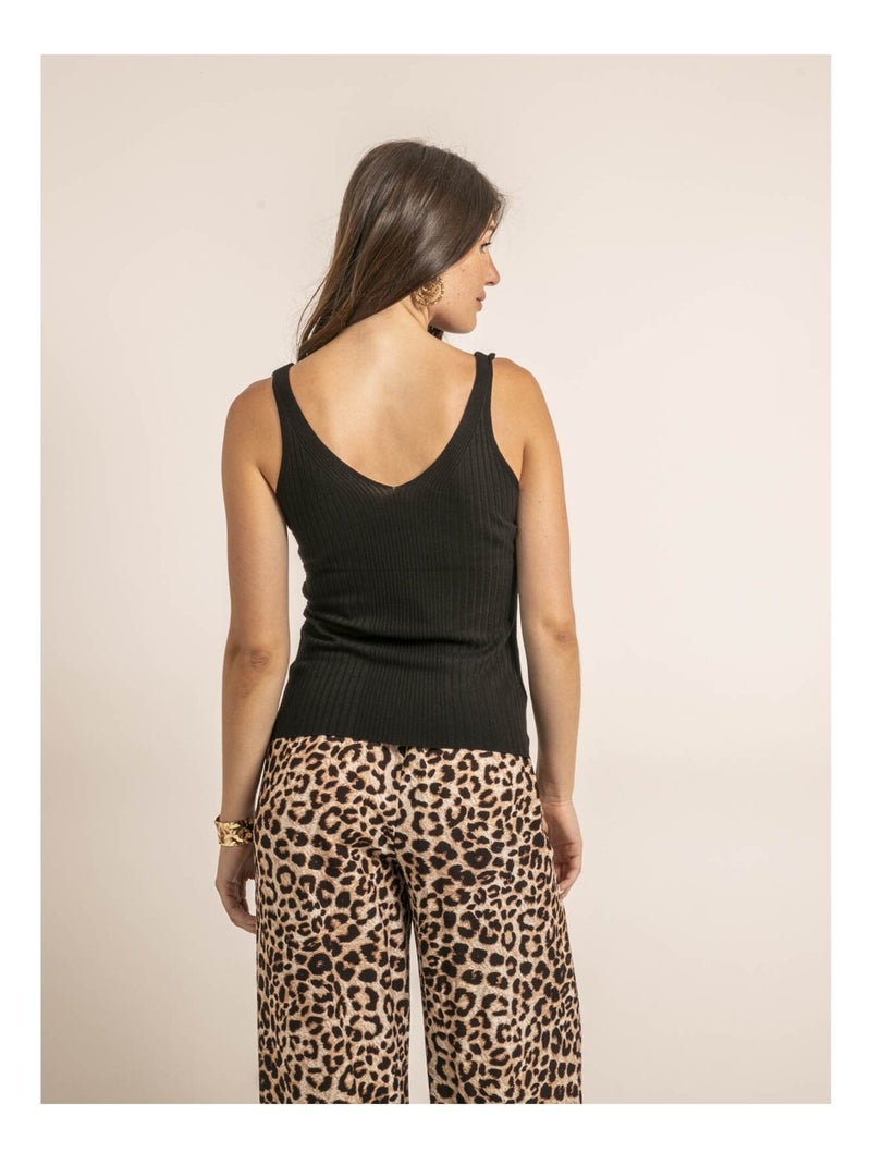 Top sin mangas côtelé lurex FUJIA Negro - Kiabi