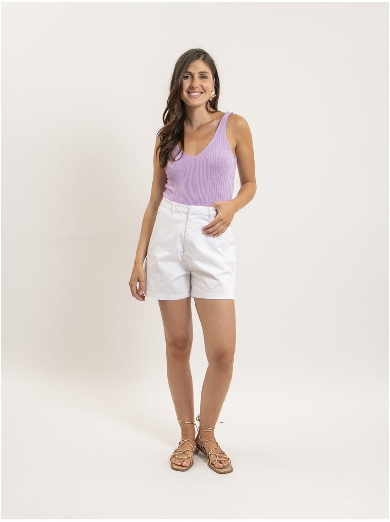 Top sin mangas côtelé lurex FUJIA Violeta - Kiabi