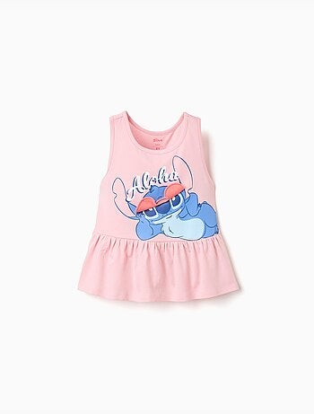Top sin mangas de algodón con estampado de Stitch