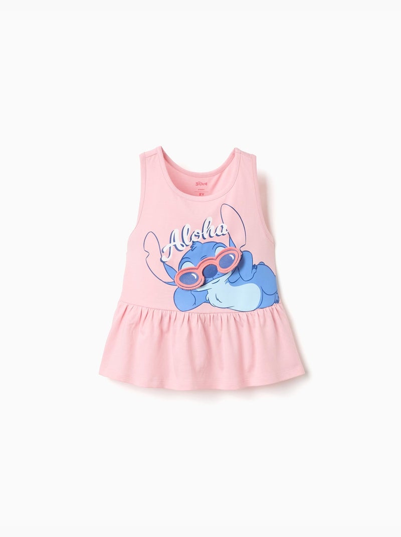 Top sin mangas de algodón con estampado de Stitch Rosa claro - Kiabi