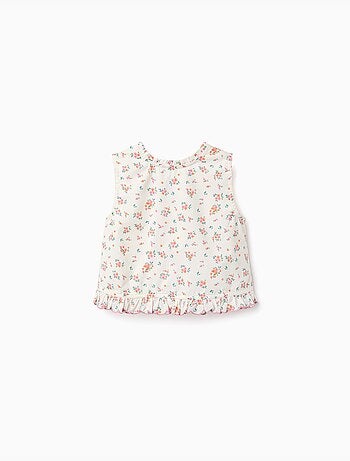 Top sin mangas de algodón con estampado floral