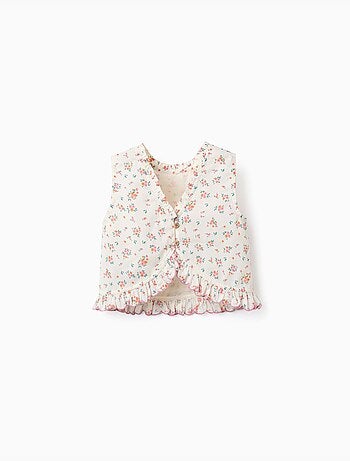 Top sin mangas de algodón con estampado floral