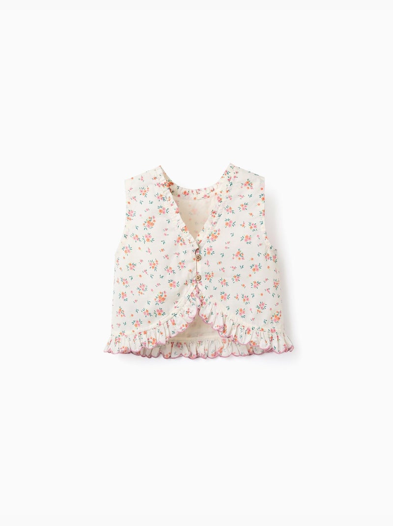 Top sin mangas de algodón con estampado floral Beige claro - Kiabi