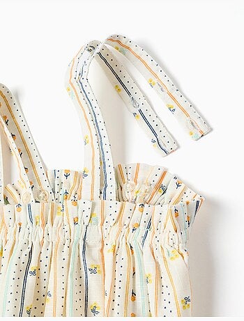 Top sin mangas de algodón con estampado floral