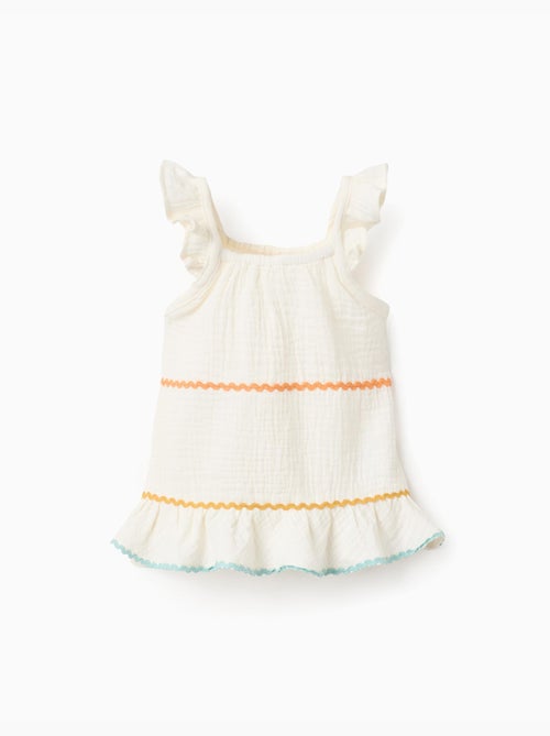 Top sin mangas de algodón con volantes - Kiabi