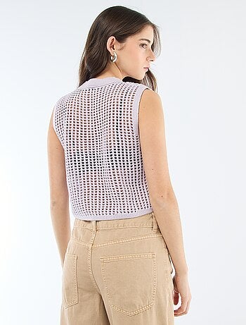 Top sin mangas de crochet