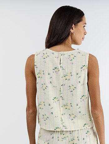 Top sin mangas de cuello redondo