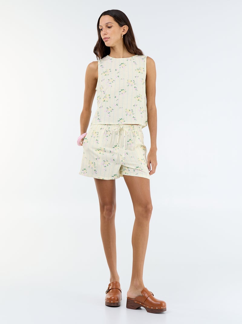 Top sin mangas de cuello redondo Amarillo - Kiabi