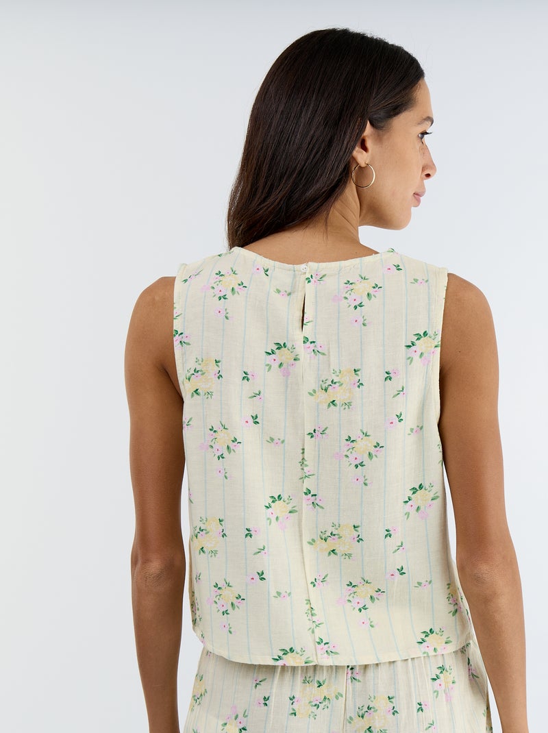 Top sin mangas de cuello redondo Amarillo - Kiabi