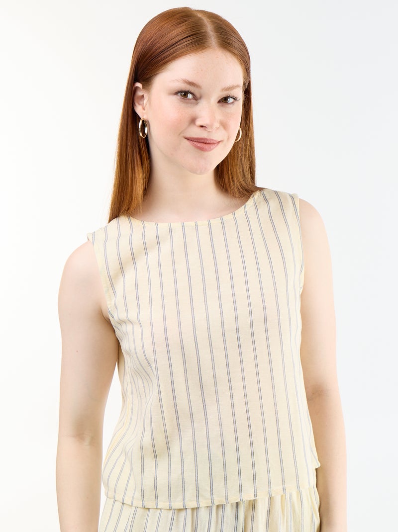 Top sin mangas de cuello redondo Amarillo - Kiabi
