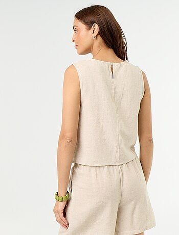 Top sin mangas de cuello redondo