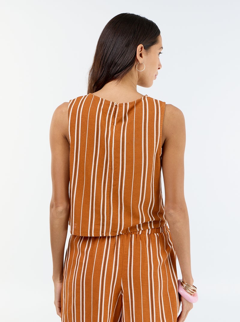 Top sin mangas de cuello redondo Marron - Kiabi