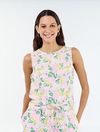 Top sin mangas de cuello redondo