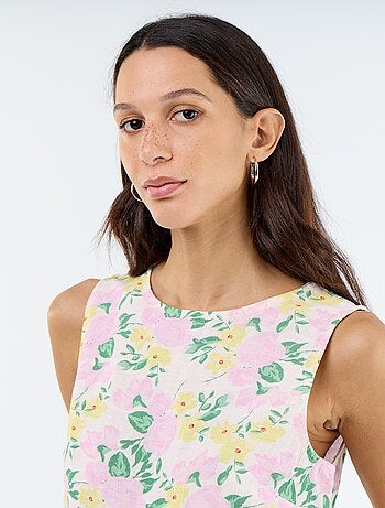 Top sin mangas de cuello redondo