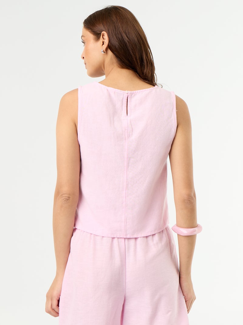 Top sin mangas de cuello redondo Rosa - Kiabi