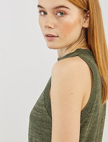 Top sin mangas de punto brillante - Kiabi
