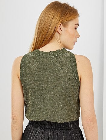 Top sin mangas de punto brillante - Kiabi