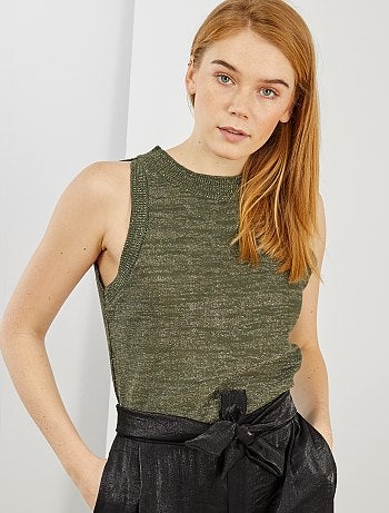 Top sin mangas de punto brillante - Kiabi