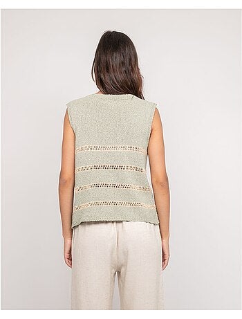 Top sin mangas de punto con rayas lurex KAVIA