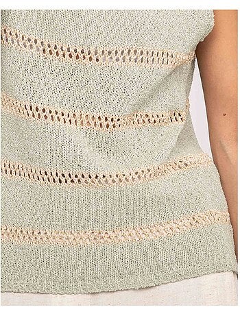 Top sin mangas de punto con rayas lurex KAVIA