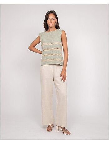 Top sin mangas de punto con rayas lurex KAVIA