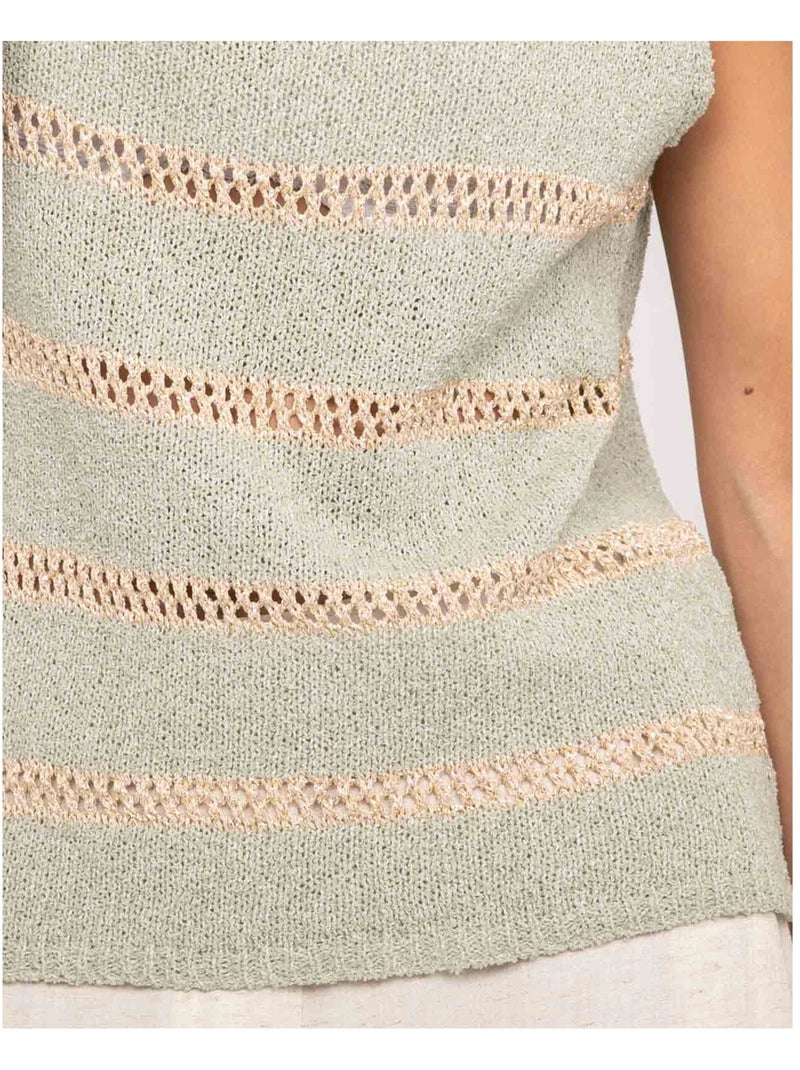 Top sin mangas de punto con rayas lurex KAVIA Caqui - Kiabi