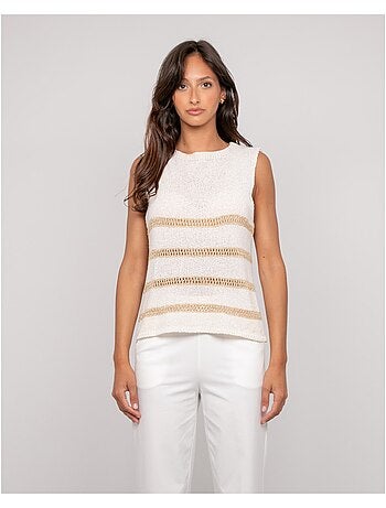 Top sin mangas de punto con rayas lurex KAVIA