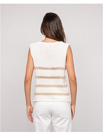 Top sin mangas de punto con rayas lurex KAVIA
