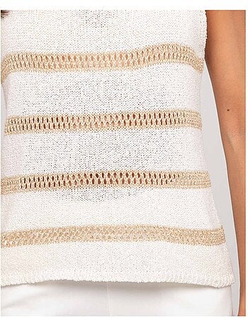 Top sin mangas de punto con rayas lurex KAVIA